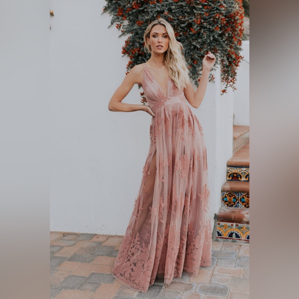 Vici Antonia Mauve Pink Floral Maxi Dress